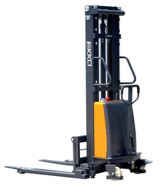 EKKO EA15B Semi-Electric Straddle Pallet Stacker 3300lbs. Cap., 119.4