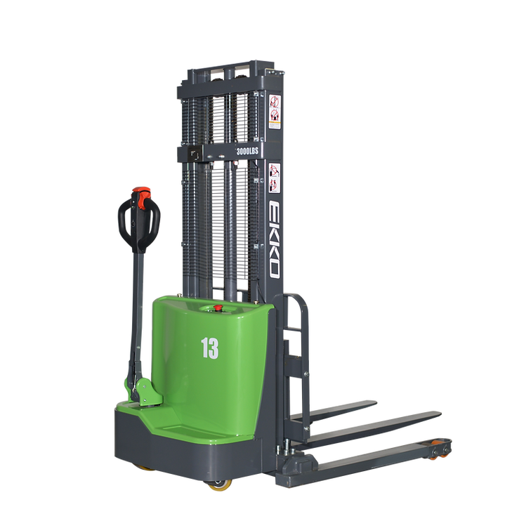 EKKO EB13C-138LI Lithium Electric Straddle Stacker 2800 lb Cap., 138" Height